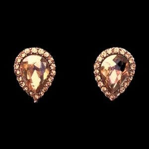 Gold Topaz Crystal Earrings in Rose Gold